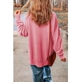 thumbnail image 3 of Camisa de manga larga con cuello redondo y manga larga para mujer con abertura, 3 of 5