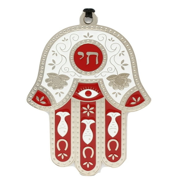 Jewish Chai Living Good Luck Home Wall Decor Multicolor Hamsa Hand - Large - Made in Israel