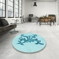 thumbnail image 4 of Ahgly Company Machine Washable Indoor Round Transitional Electric Blue Area Rugs, 6' Round, 4 of 7