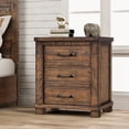 thumbnail image 3 of Farmhouse 3-Drawer Nightstand, Reclaimed Pine Wood Bedside Table Night Stand Sofa Side End Table with Antique Metal Handles, Fully Assembled, 24" W x 17" D x 25.6", 3 of 7