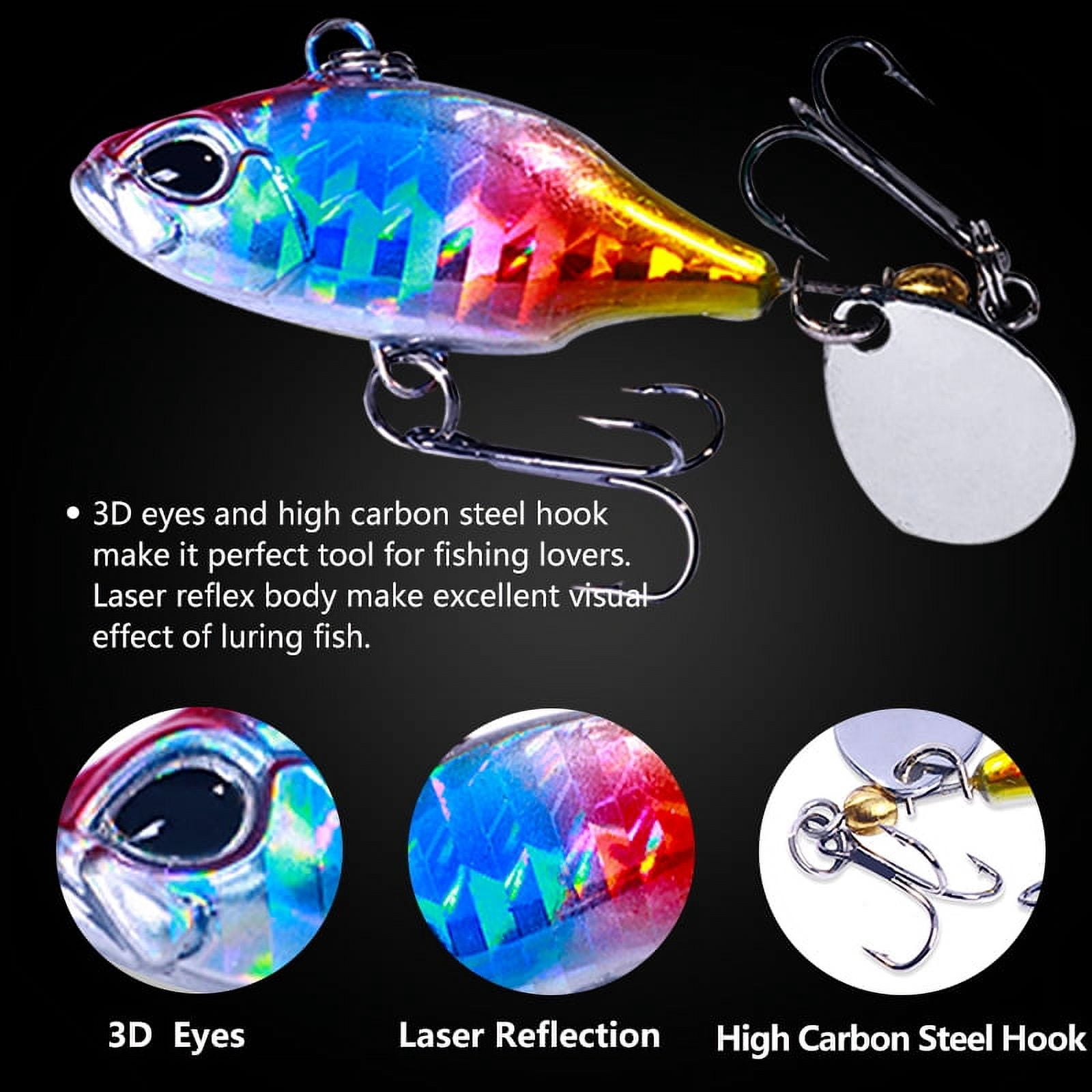 HENGJIA 8 Pack Fishing Spoons Lures, Fishing Jigs Metal Blade Bait Spinner with Sequin Tail Long Casting Jigging Spoon Lure VIB Hard Swimbait for Walleye Bass Trout Freshwater Saltwater