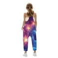 thumbnail image 4 of MKOSPLRT Girl's Jumpsuits Sleeveless V Neck Harem Long Overalls Sparkly Print Loose Fit Jumpsuits One Piece with Pocket Kids Clothes, 4 of 6