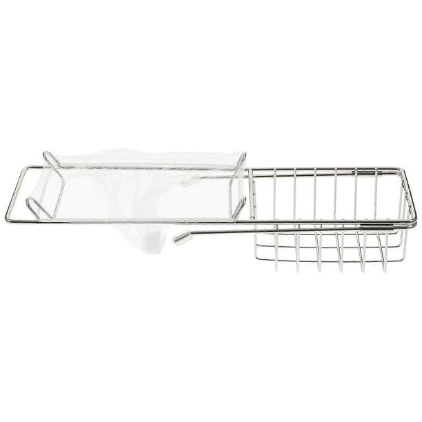 Retractable Iron Art Sink Drying Rack Household Kitchen Dish Tableware Storage Rack Vegetable Fruits Drain Basket (Black)