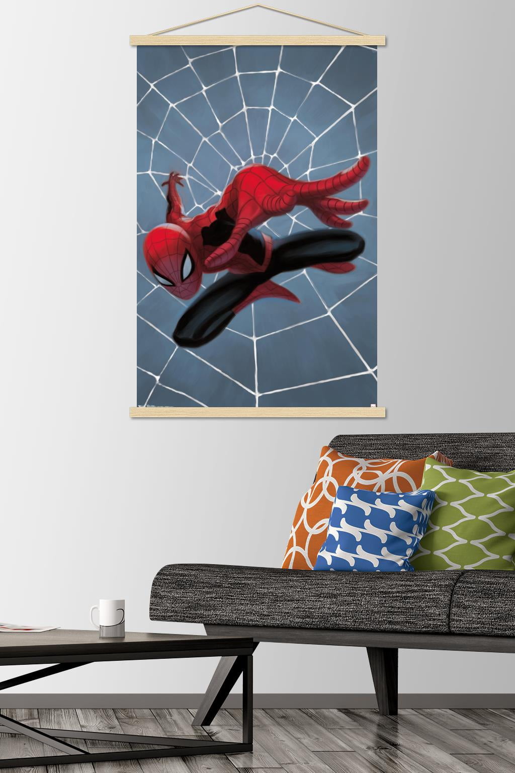 Marvel Comics - Spider-Man - Minimalist Wall Poster with Wooden Magnetic Frame, 22.375" x 34"