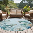 thumbnail image 4 of Coastal Turtle Round Area Rug 5Ft Washable Circle Rugs for Living Room Bedroom, Nautical Eucalyptus Leaves Coral Seaweed Non-Slip Carpet Floor Mats Indoor Outdoor Carpet Runner Aesthetic Home Decor, 4 of 8