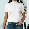 thumbnail image 4 of JIANLAI Solid Color Tops For Women Mock Neck Short Sleeve Casual Dressy Blouse Soft Lightweight Versatile Tops For Everyday Work Street Style, 4 of 7