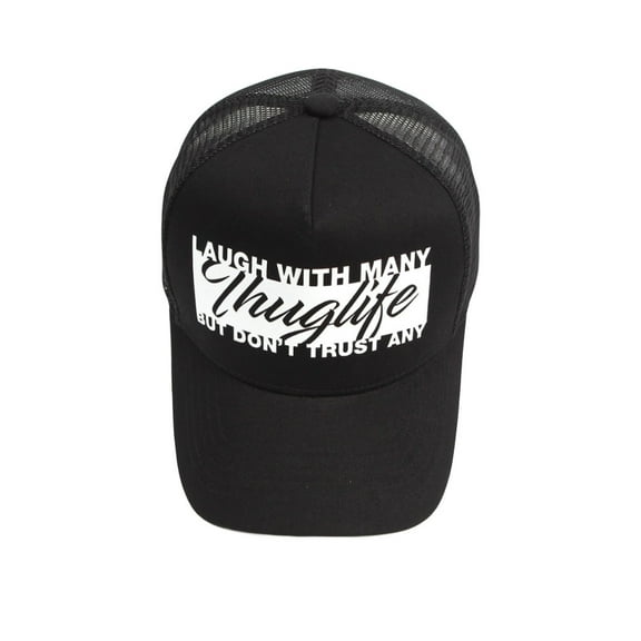WITHMOONS Thuglife Print Mesh Snapback Hat Hiphop Trucker Baseball Cap ALM1506 (Black)