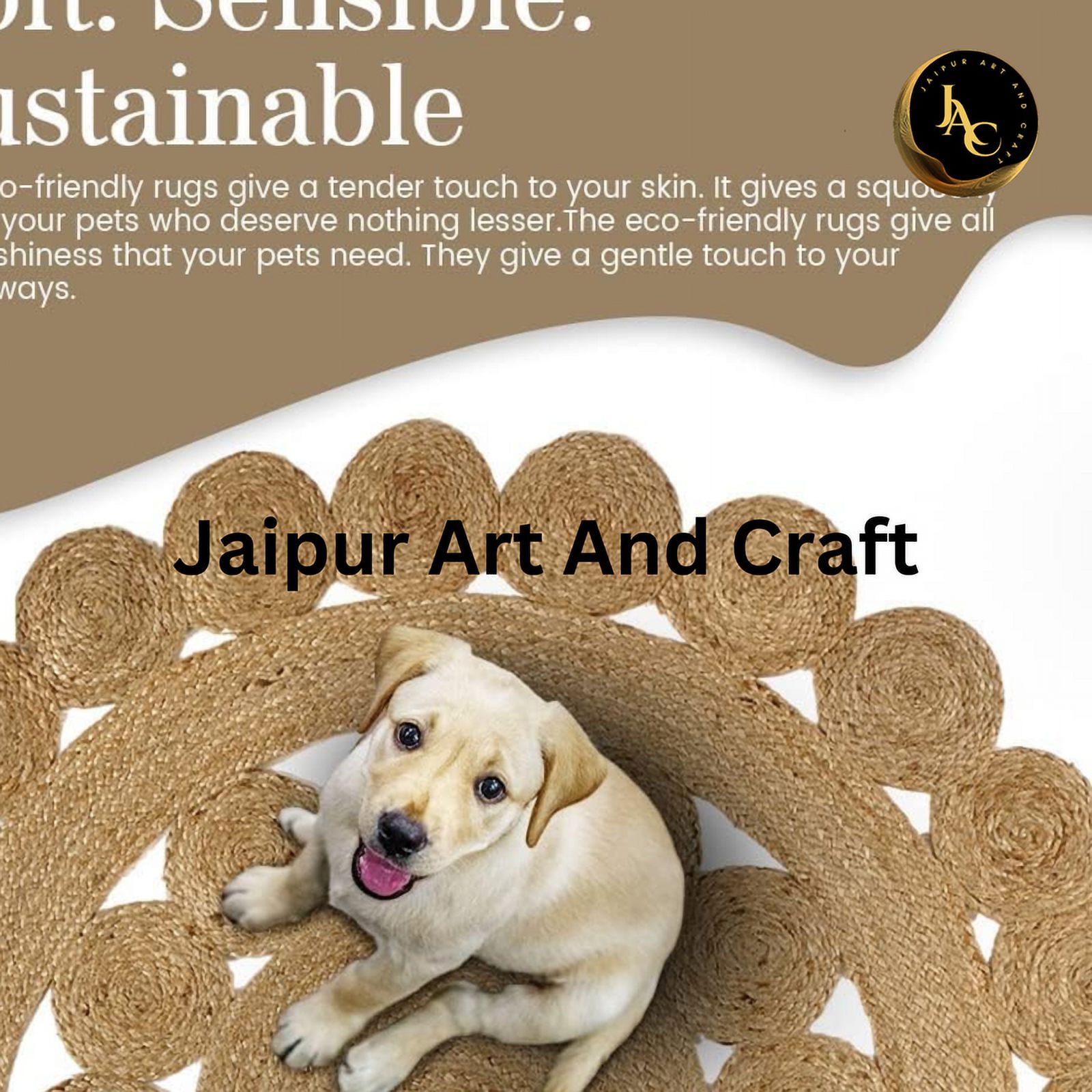 Jaipur Art And Craft Round Jute Area Rug Handmade Boho Charm Farmhouse Soft Braided Carpet for Indoor (3x3 Sq Ft)