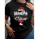 thumbnail image 1 of Camiseta navideña de abuela Claus para mujer, cuello redondo, informal, de algodón, con estampado festivo, manga corta, cómoda para todas las estaciones., 1 of 6