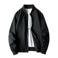 thumbnail image 2 of Business Jackets for Men Long Sleeve Stand Collar Zip Up Jacket with Pockets Loose Casual Outerwear Coat, 2 of 4