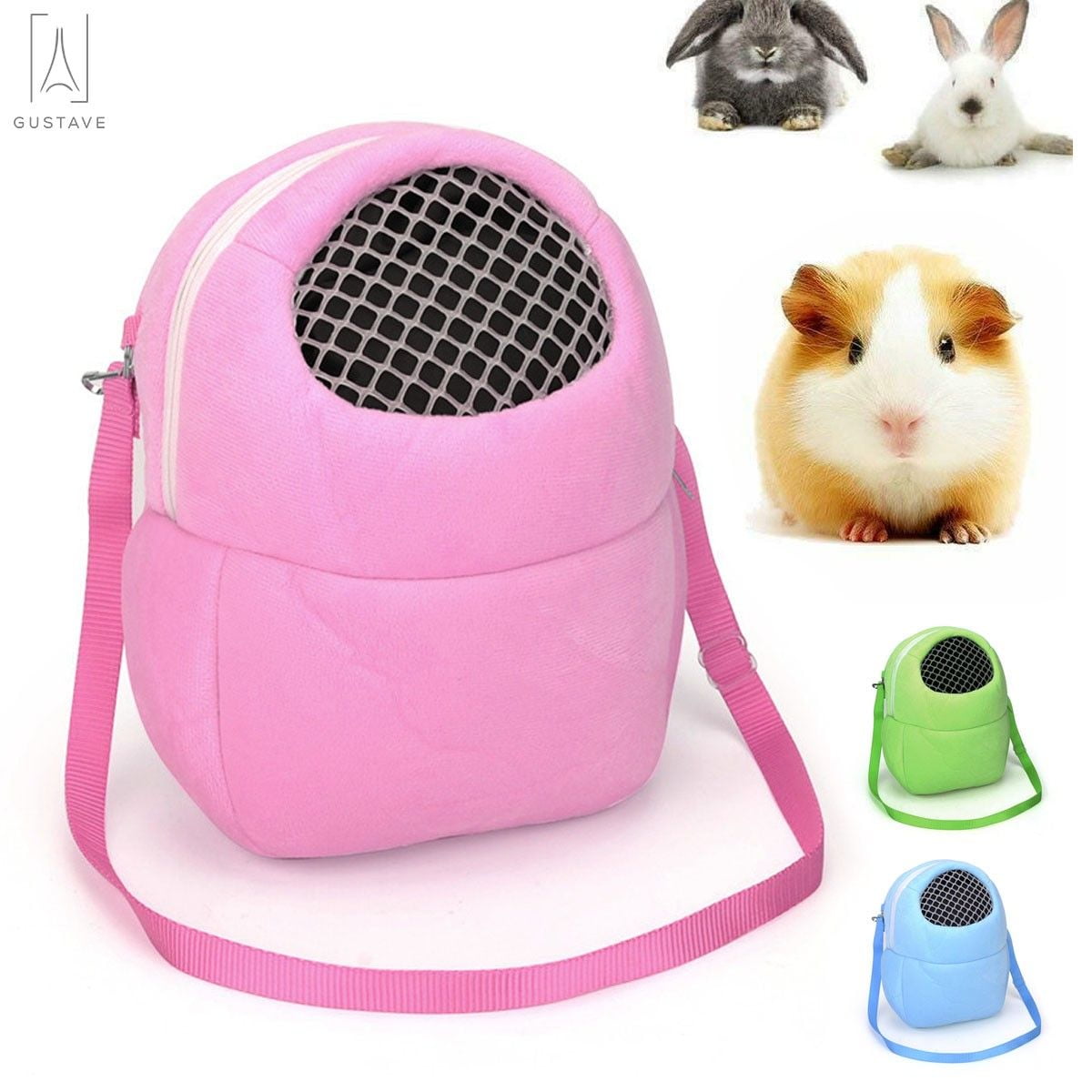 Hamster Carrier Bag -Cute Travel Sling for Small Pets Squirrels Shoulder Straps Guinea Pigs Rats Sugar Glider-Transport Pouch with Breathable Mesh Top Back Pocket Gerbils S Size 