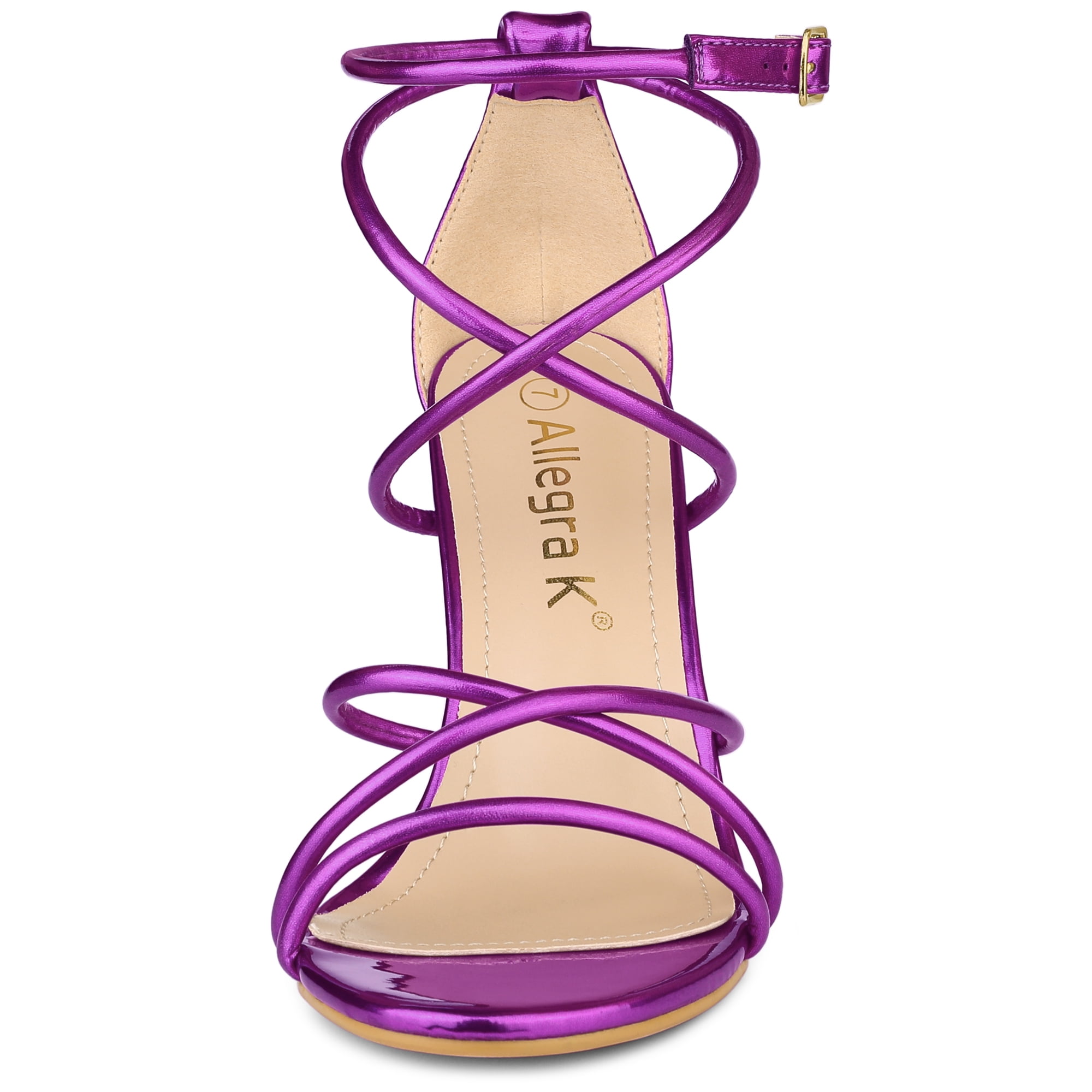 DARING DIVA Women's Open Toe Strappy Straps Stiletto Heel Sandals Purple 8.5
