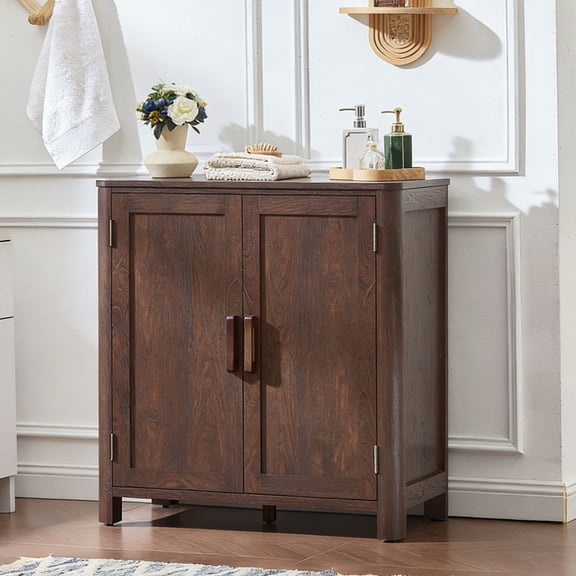 Joaxswe Buffet Cabinet with Storage, 31.5" Tall Wooden Arched Sideboard Cabinet with/Adjustable Shelf, Walnut Accent Cabinet for Dining Room, Kitchen