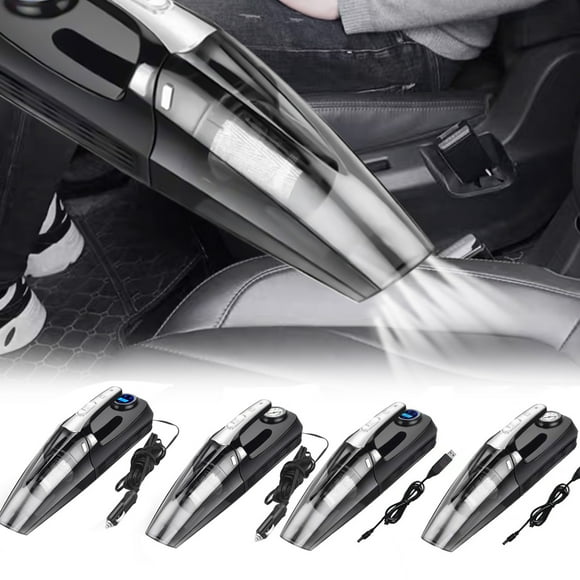 Aspiradora de coche 4 en 1 de 12V e inflador de neumáticos - Aspiradora portátil portátil de 120W con pantalla LCD, apagado automático, luz LED, 3 boquillas