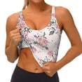 thumbnail image 4 of Haiem Rose Flowers Pattern Womens Sports Bra - U Neck Padded Low Impact Yoga Bra Workout Crop Top Gym Moisture-Wicking Workout Vest -Large, 4 of 9