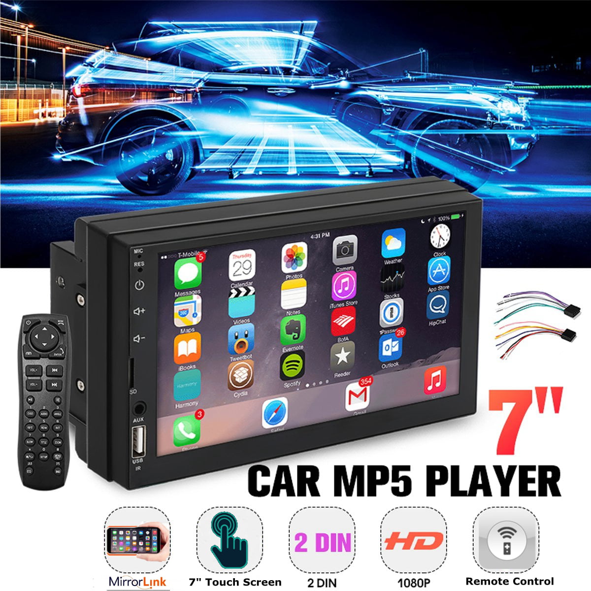 Din Hd Mp Player Usb Fm Car Radio Stereo Touch Screen Car Multimedia Player With Remote