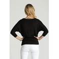 thumbnail image 4 of Women's Luxe Rayon V Neck Dolman 3/4 Sleeve With Side Ruched Top Lightweight fabric with Great Stretch Black L, 4 of 4