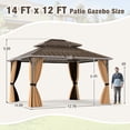 thumbnail image 3 of Gymax Pavillon à Toit Rigide 14 x 12 Pi avec Moustiquaire, Double Toit Robuste en Métal Galvanisé, 3 of 10