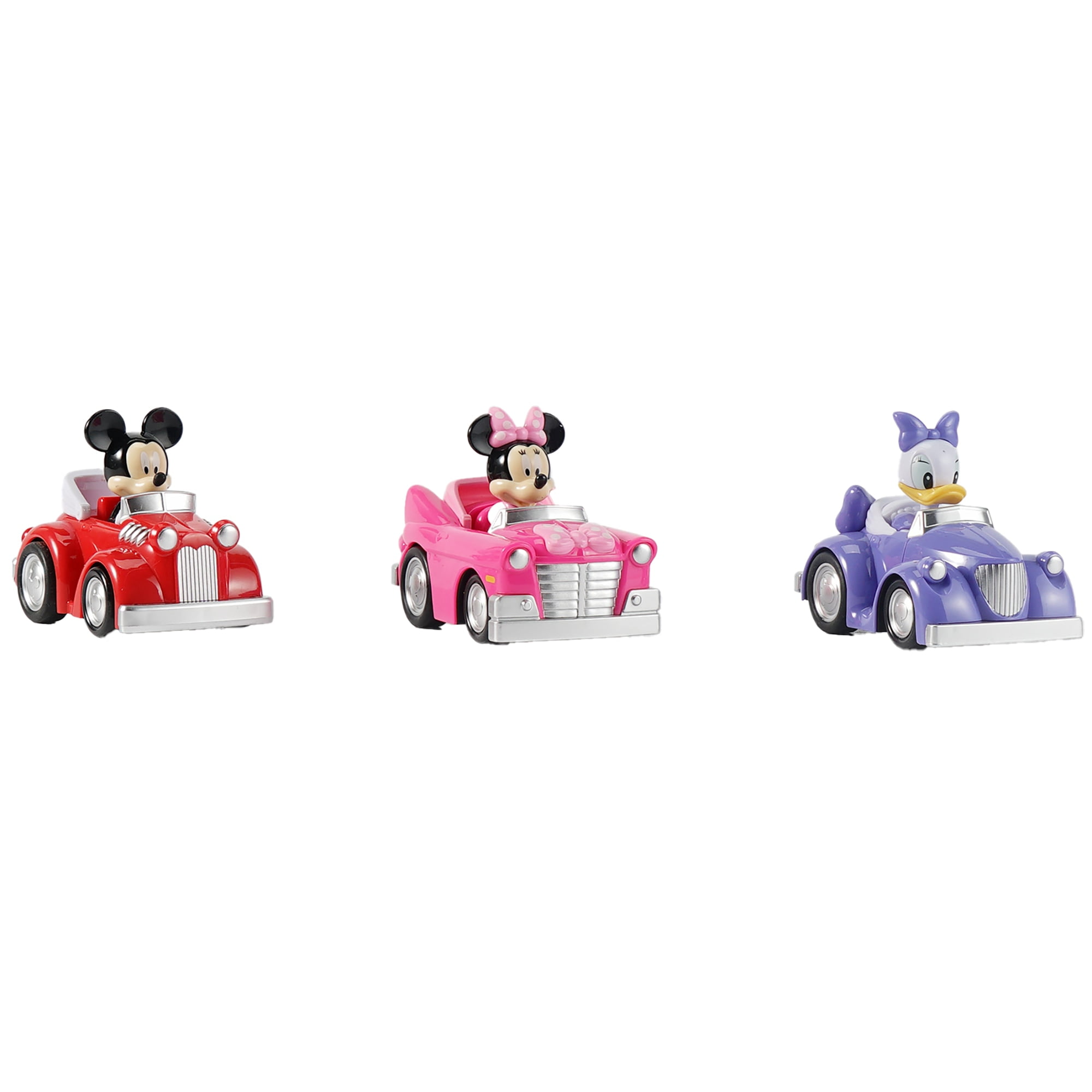 Disney Junior: 3 Pack Pull-Back Toy Vehicles - Mickey, Minnie & Daisy - 3.75" Cars, 3 Characters, Friction Vehicle Toy Playset, Toddlers & Kids Age 3+
