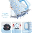 thumbnail image 5 of Stainless Steel 40oz Tumbler with Handle & Straw - Blue Daisy Floral Design, Gift-Ready Water Bottle for Women (1PC), 5 of 6