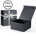 thumbnail image 3 of ACSTEP Gift Box with Ribbon, 5pcs Birthday Gift Box with Magnetic Lids for Wedding, Mother's Day Gift Boxes,8*8*4 inches, Black, 3 of 10