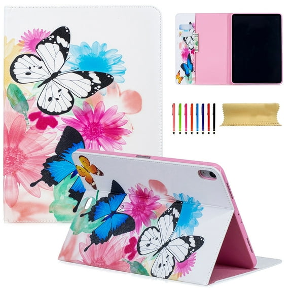 iPad Pro 11" 2018 Case, Allytech PU Leather Stand Flip Folio Wallet Cases and Covers with Cash Card Slots for Apple iPad Pro 11-inch 2018 Release Tablet, Colorful Butterfly