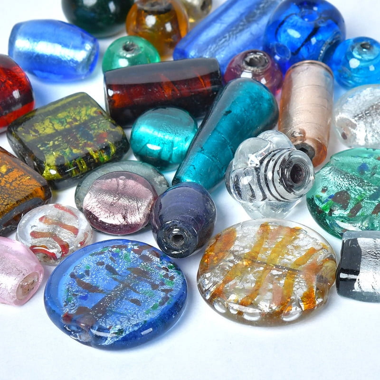 Craft Attic 1 Lb Bag of Assorted Glass Beads for Necklaces, 40 Pieces