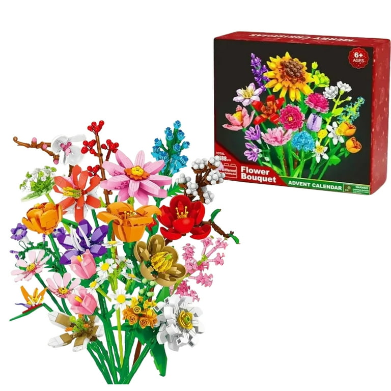 LEJHVAQK Flower Bouquet Building Blocks Advent Calendar 2025