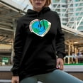 thumbnail image 2 of Treat the Earth with Kindness, Smiling Heart, Earth Day & Environmentalist Merch Gift, Black Hooded Sweatshirt or Hoodie, Large, 2 of 5