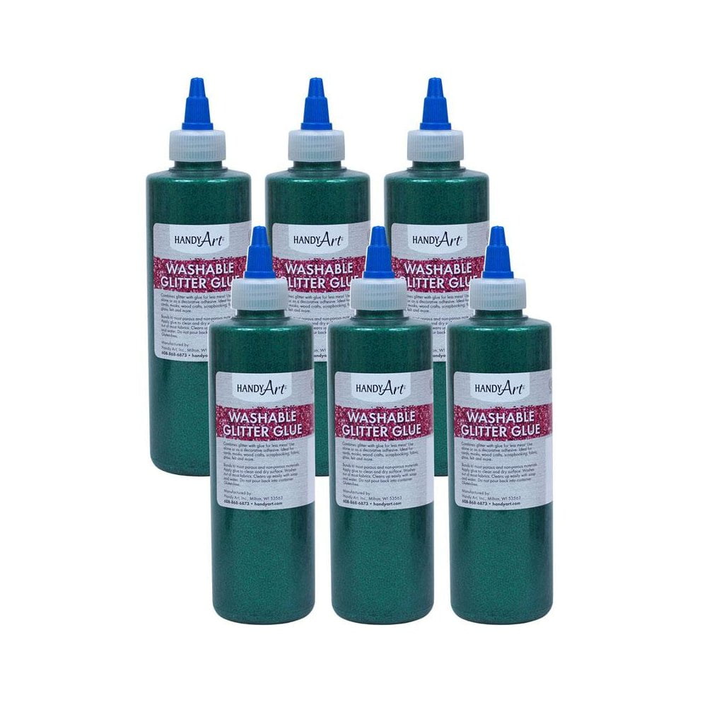 Handy Art�� Washable Glitter Glue, 8 oz., Green, Pack of 6