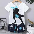 thumbnail image 3 of Tiijoy Summer Boys Casual Outfits Dinosaur Print Short Sleeve T-Shirt Shorts Set Kids Clothing Sets, Sizes 3-4, 3 of 3