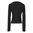 thumbnail image 4 of KANG Fashion Women's Basic Ribbed Knit Square Neck Long Sleeve T Shirt Fall Fashion Casual Stretch Fit Comfortable Top For Girls And Teens, 4 of 5