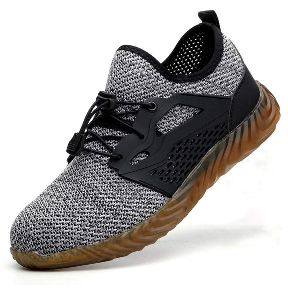 Safety Shoes Steel Toe Work Comfy Anti-Slip Sneakers Grey 14.5 W/13 M