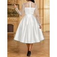 thumbnail image 2 of Women Elegant White Satin Midi Dress With Crystal Embellished Mesh Long, 2 of 9