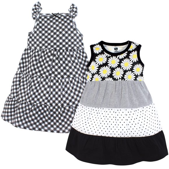 Hudson Baby Robes en Coton pour Bébés Filles, Marguerite Noire, 6-9 Mois