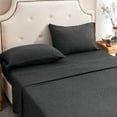 thumbnail image 6 of PURE ERA 100% Cotton Jersey Knit 4pc Bed Sheet Set Extra Deep Pocket up to 20" Charcoal Gray Queen, 6 of 7