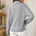thumbnail image 6 of AherBiu Sweater Tops for Women 1/4 Zip up Lapel V Neck Ribble Knitted Long Sleeve Loose Shirt Blouse Pullover, 6 of 7