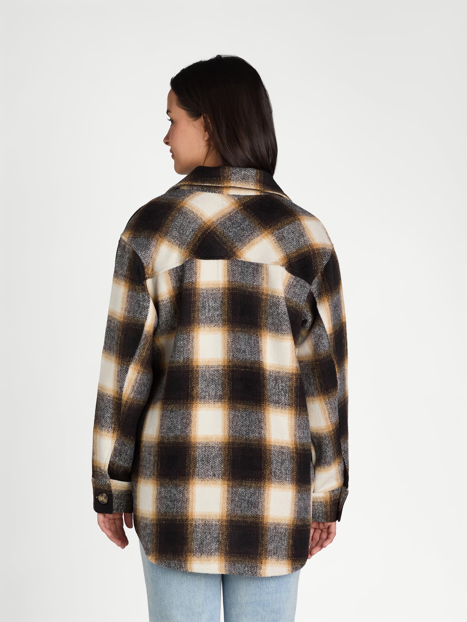 Time and Tru Women's Button Front Shacket, Sizes S-XXXL