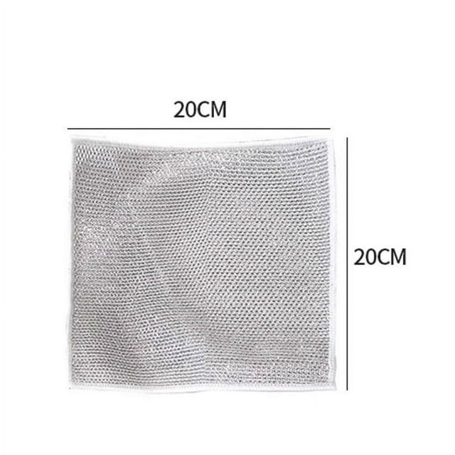 Stainless Steel Fiber Cleaning Cloth – Grease-Resistant Dish Rag for Kitchen Use (20*20cm【Double layer】,5pcs)