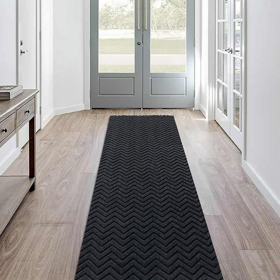 LITA Gray Non-Slip Runner Rug 2' x 6' Indoor Doormat for Hallway Entry Garage Patio