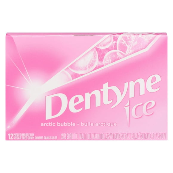 Dentyne Ice Bulle Arctique, Gomme Sans Sucre, 1 Paquet (12 Morceaux) 12 comptes