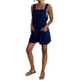 thumbnail image 2 of Bloomae Summer Cotton Linen Rompers for Women Lightweight Casual Loose Short Overalls Adjustable Shoulder Straps Shorts Overall with Pockets Blue XXXL, 2 of 8