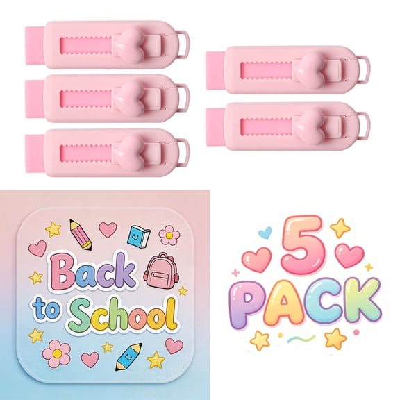 FEOLGEHLY 5PCS Push and Pull Retractable Erasers, Pastel Colors Pencil Eraser, Eraser for Office Exam, Pencil Erasers for Writing Drawing, Office Supplies, Stationery, Clean Erasing