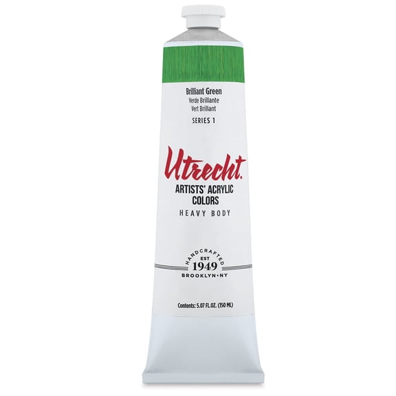 Utrecht Artists' Acrylic Paint - Brilliant Green, 5 oz tube