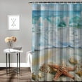 thumbnail image 2 of Orinice Starfish Shower Curtain Set Beach Seashell Coastal Conch Sea Wave Rocks Ocean Blue Sky Waterproof Mat Decor Bathroom Mat Toilet Lid Cover U Shaped Non-Slip Rug Fabric Polyester  36x72, 2 of 7