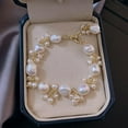 thumbnail image 3 of EOEMY Genuine Natural 11-12mm White Freshwater Baroque Pearl Beads Bracelet 7.5'', 3 of 5
