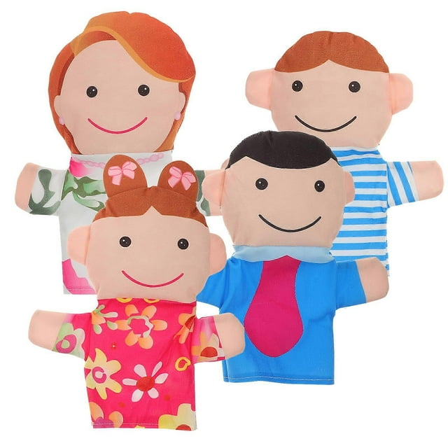 4pcs Family Puppets Funny Hand Puppet Family Set for Storytelling Theater Shows Role Playing