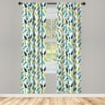 thumbnail image 5 of Ambesonne Feather Window Curtains, Doodle Composition, Each 28" W x 95" L, Dark Blue Mustard, 5 of 5