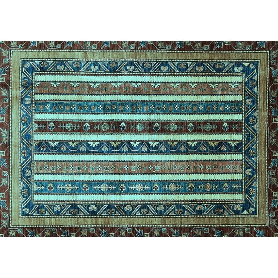 Ahgly Company Indoor Rectangle Abstract Light Blue Modern Area Rugs, 2' x 3'