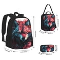 thumbnail image 2 of Balery Red Flame Wolf Head Mochila escolar 3 en 1 para niños: mochila resistente con lonchera térmica y estuche para lápices. Mochila escolar para niños y niñas., 2 of 7